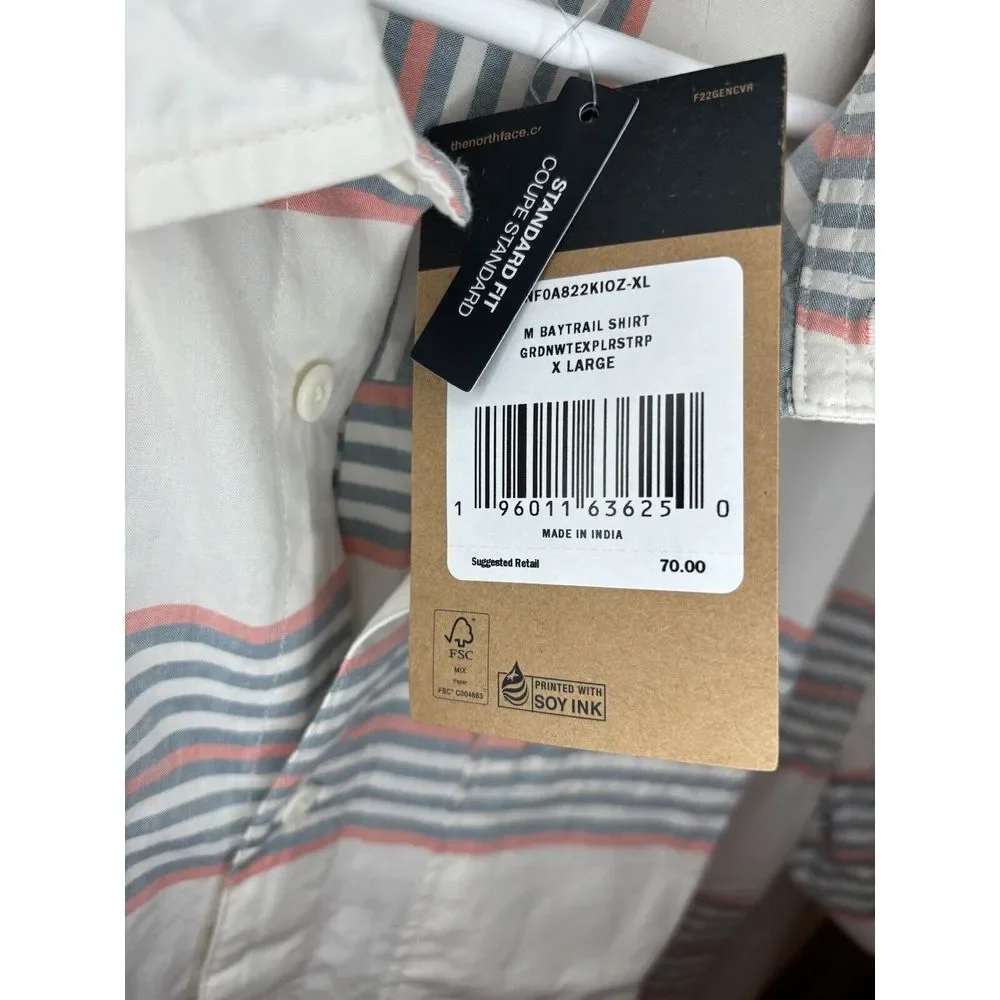 The North Face Shirt‎ Men's  XL Baytrail Striped Standard Fit Short Sleeve NWT